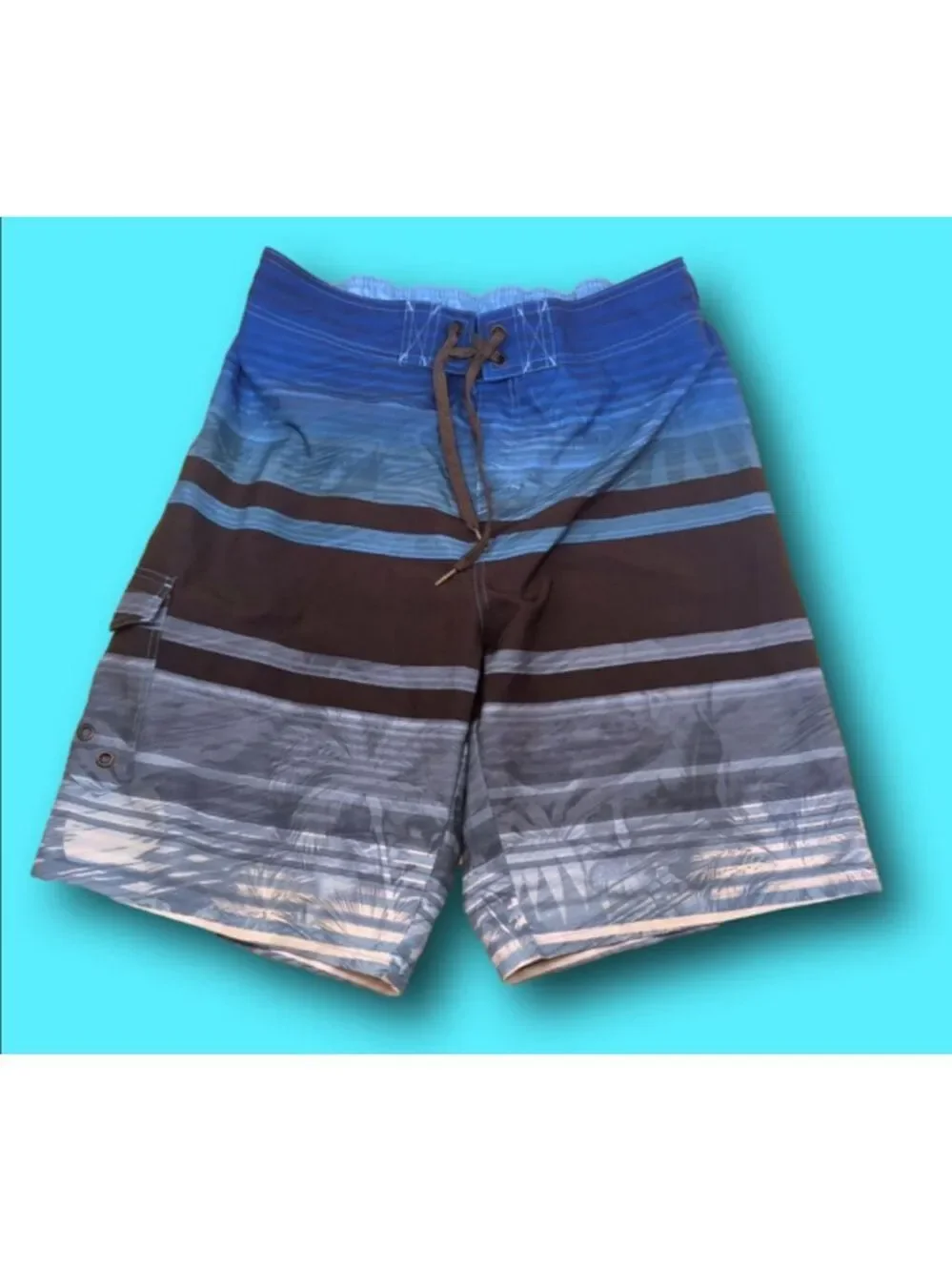 Men's Ocean Current Swim Trunks Size L Blue Black (liner has been cut out)